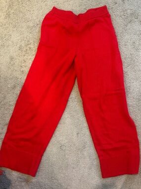 Free People Bright Red Straight-Leg Knit Pants